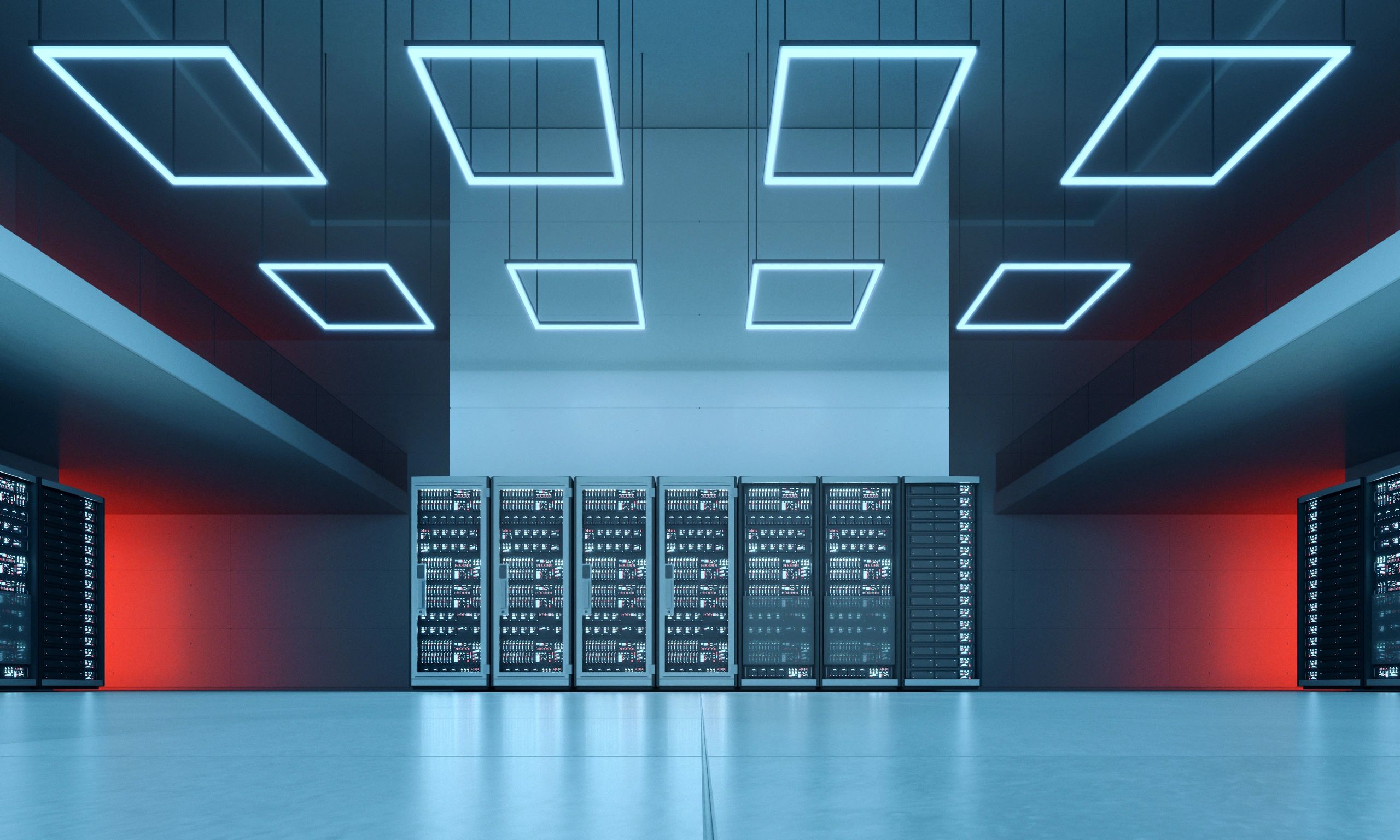 Modern data center servers representing infrastructure capacity and performance